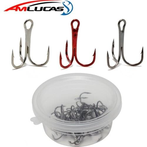 20Pcs/lot 2# 4# 6# 8# Fishing Hook High Carbon Steel Treble Hooks Fishing Tackle 3 Colors Fishing Equipment WE284