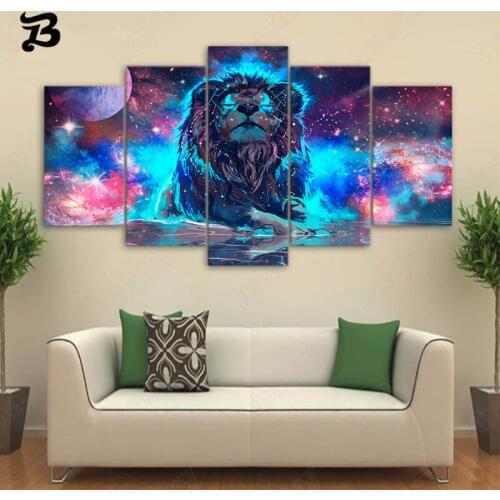 Canvas Painting Animal Wall Art Lion 5 Pieces Lion Constellation Painting Canvas Posters Prints Wall Pictures Home Decoration