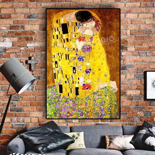 5D DIY Diamond Painting Full Square/round Crystal Diamond Embroidery Gustav Klimt Kiss Rhinestones Mosaic Home Decoration AZ717