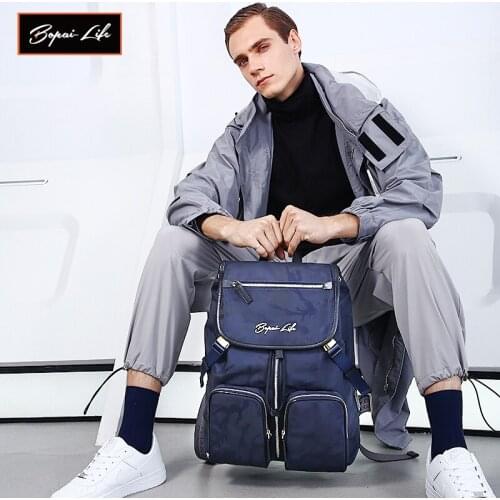 BOPAI LIFE Men Casual Laptop Backpacks Anti-Thfet USB Charging Waterproof Travelling Bag School Fashion Male Back Packs Mochila