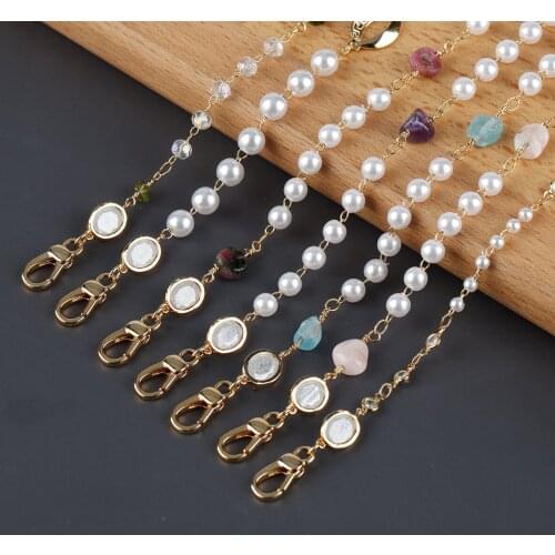 Sanying M944,eyeglass strap chain,jewelry accessories,18k gold plated,plastic pearl,charms,jewelry making,mask chain,76cm/pcs