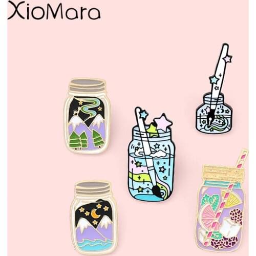 Color Paint Bottle Dream Brush Enamel Pins Orange Soda Brooches Lapel Badges Cartoon Jewelry Gifts for Friend Wholesale Pin