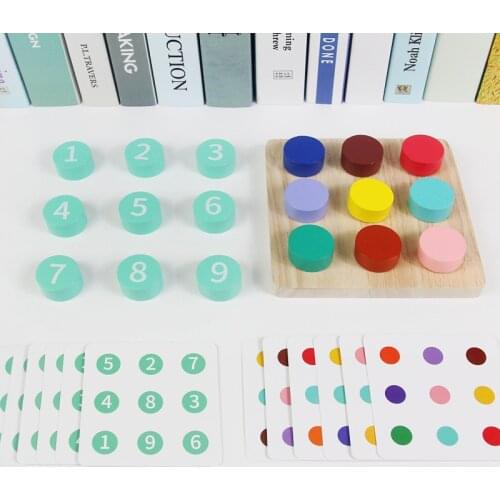 Childrens wooden toys montessori color number cognitive matching puzzle fine motor training game educational toys for kids