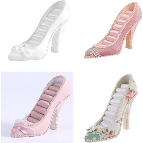 Elegant High Heel Shoe Ring Earring Holder Jewelry Display Stand Jewelry Organiser Rack Resin Material Decor Supplies
