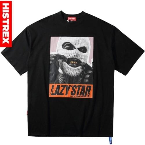 Oversize Hip Hop T Shirt Men 2020 Streetwear Harajuku Masked Man Print Tshirt Short Sleeve Cotton Casual T-Shirt Black Plus Size
