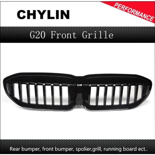 G20 1-Slat Front Grille Replacement ABS Kidney Grille for BMW New 3 Series G20 G28 2019 + Gloss Black Racing Grills