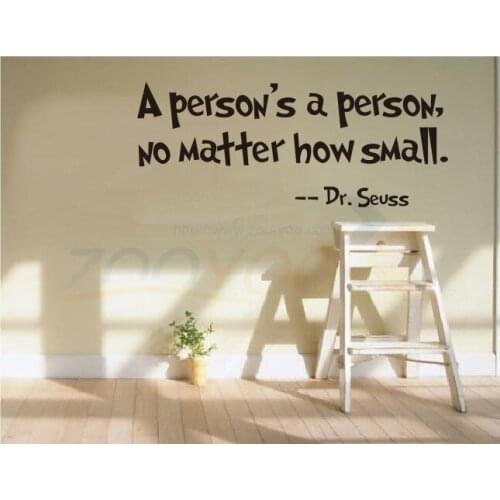 A persons a person, No Matter How Small quote wall decal ZooYoo8077 decorative adesivo de parede removable vinyl wall sticker