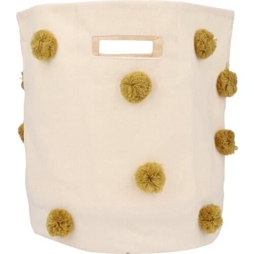 Ins Portable Canvas Handmade Wool Ball Waterproof Toy Storage Bucket Tabletop Sorting Sundry Storage Basket