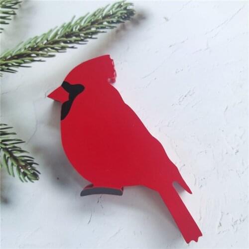 Wood Carving Ornaments Nordic Style Little Fat Bird Handmade Robin Bird Home Decoration Crafts Red Parrot Model Wood Craft Gift