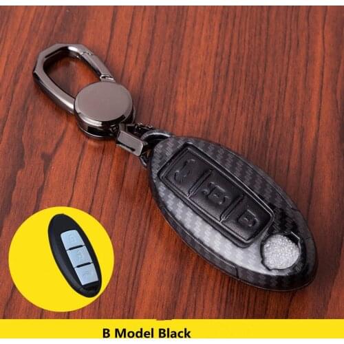 Carbon Fiber Leather Fob Cover Key Cases For Nissan Versa Maxima Altima Rogue Armada Sentra Murano Infiniti FX35 QX60 Smart Car