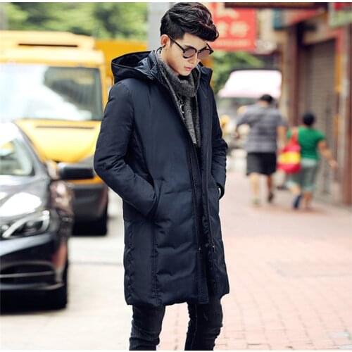 Mens Winter Down Jacket White Duck Down Coats Black Warm Slim Jackets Men Hooded Mens Outerwear Coat Plus Size WXF146 s s