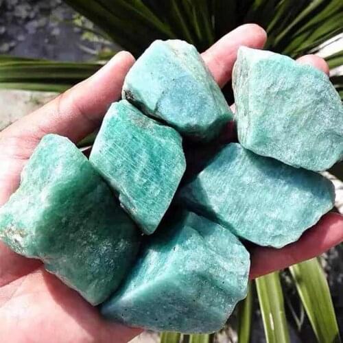 MOKAGY Natural Green Amazonite Quartz Rough Crystal Stone 2pc