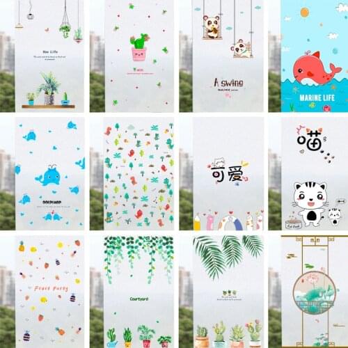 Cartoon animals pattern window frosted glass sticker opaque toilet anti-lighting bathroom film anti-peep shading window film