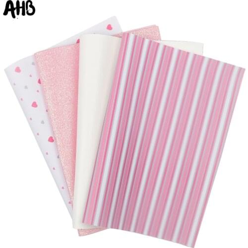 AHB 4Pcs/Set Color Series Leather Sheets Romantic Faux Leather Fabric Set For Bows DIY Valentines Day Party Decor Accessories