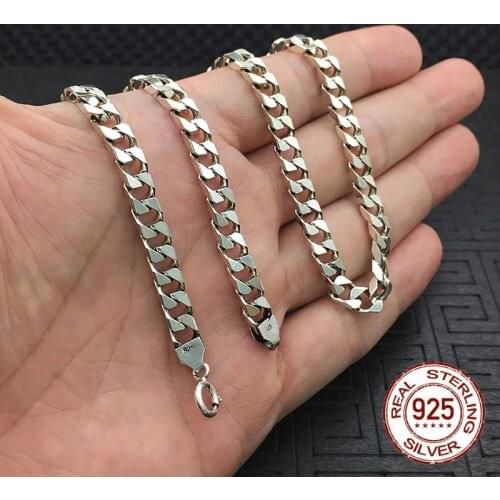 Real Silver 5.5mm Chain Solid 925 Sterling Silver colour Necklace Men Chain Punk Pure Retro Style Fashion Jewelry For Boyfriend