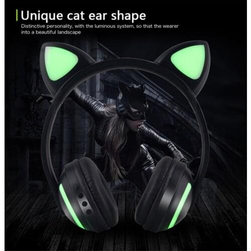 Bluetooth Glowing Cat Ear Headphones Colorful Led Light Wireless Stereo Headset Computer Phone Gaming Headphone For Women Gifts