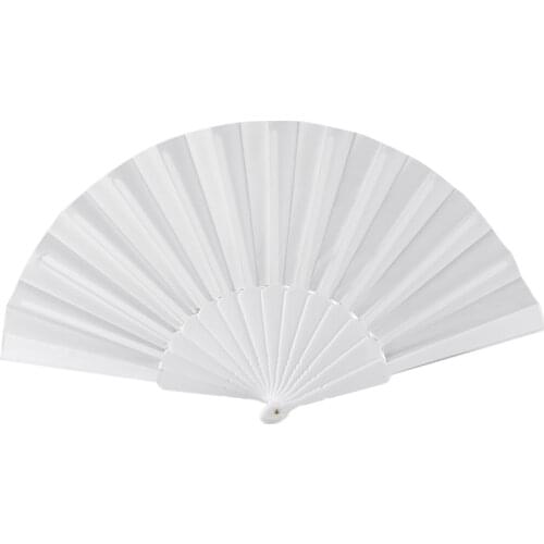 Plastic Fabric Hand Foldable Fan for Ladies Men White