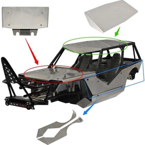RC Stainless Steel Engine Hood Panel Roof panel Side Panel Skid plate for Axial Wraith 90018