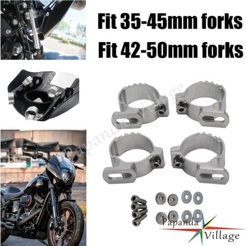 Detachable Quarter Fairing Mounting Bracket Gauntlet Headlight Fairing Mount Clamp for Harley Dyna Sportster Street Bob 42-49mm