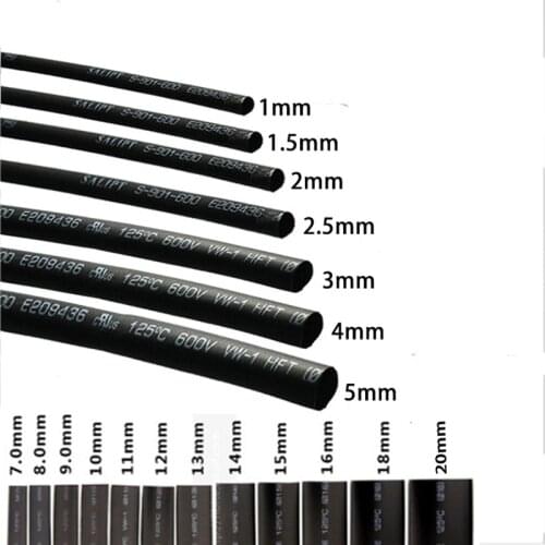 1 meter The heat-shrinkable tube specification model 8MM ~ 22MM electrician insulation heat shrink casing black