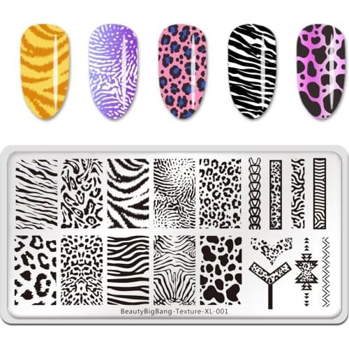 Beauty Big Bang Animal Image Nail Art Template Tiger Zebra Leopard Print Texture XL-001 Stainless Steel Mold Stamping Plates