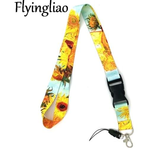 Van gogh Flowers Sunflowers Painting Art Key Chain webbings ribbons Neck Strap for Phone Keys ID Card Cartoon Lanyards Gifts