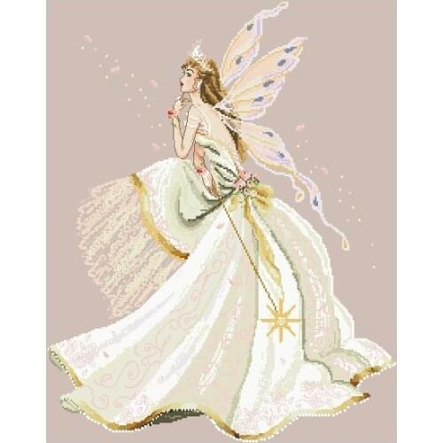 Higher Cotton Lovely Counted Cross Stitch Kit The Fairy Queen Goddess with Magic Wand