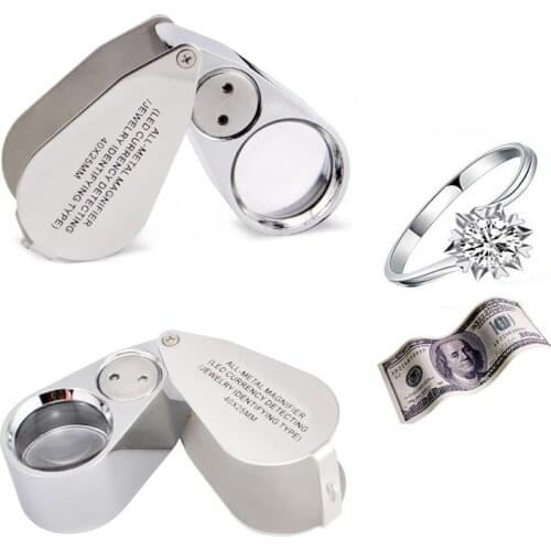 40X Illuminated Jeweler LED UV Lens Loupe Magnifier with Metal Construction and Optical Glass 2021 New Child gift