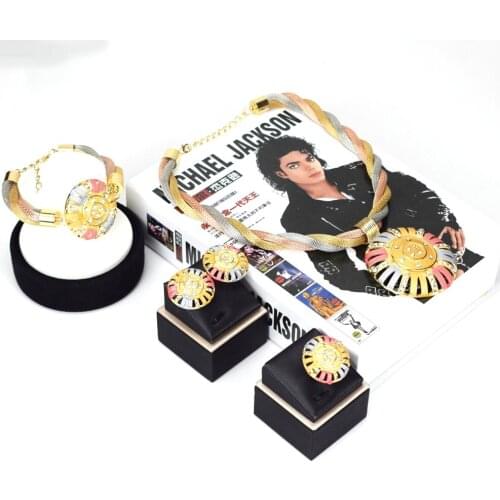 Sakura Love Africa Jewelry Set Bride Fashion Dubai Gold Bracelet Necklace Glamour Woman Earrings Morocco Banquet Wedding Gift