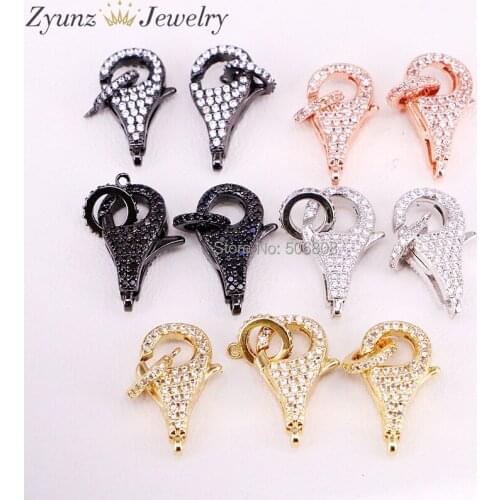 10PCS ZYZ324-9771 CZ Micro Pave Teardrop Lobster Claw Clasp, Cubic Zirconia Clasp/Connector/Link, Jewelry Findings