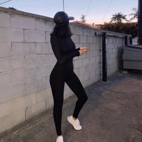 New Long Sleeve Sports Jumpsuit Solid Black/gray Women High Waist Slim Outfit Fashion Fitness Sportwear Hip Lift Rompers Clothes