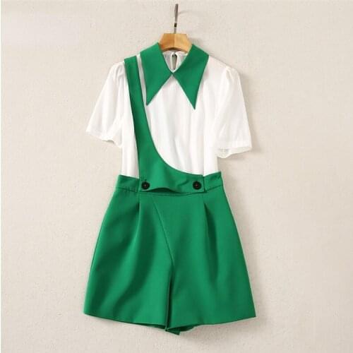 Summer White Shirts Top and Shorts Woman Set Elegant Casual Lady Suit High Street Fashion Two Piece Outfit Office Work Wear