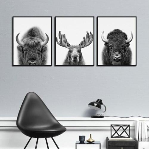 Animal Wall Decor Painting Lion Poster Animal Black Tiger Lion Deer Home Decoration Canvas Painting for Bedroom Living Room