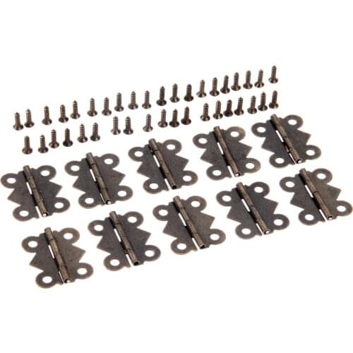 10sets Hinges 4 holes Butterfly hinge Antique Bronze Vintage Furniture Hardware Cabinet Cupboard Door Jewelry Wood Box 20*25mm