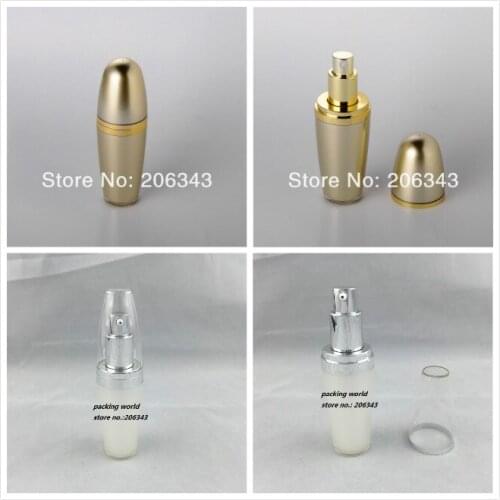 15ml ball shape acrylic pump bottle gold/pearl white bottle for serum/lotion/emulsion/foundation/cosmetic packing plastic bottle