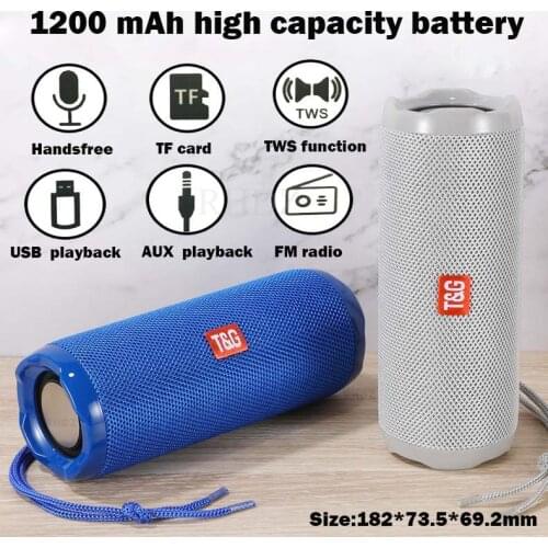 20W Portable Bluetooth Speakers Wireless Column Waterproof Outdoor Subwoofer Stereo Loudspeaker Upgraded version TG117 withauxTF