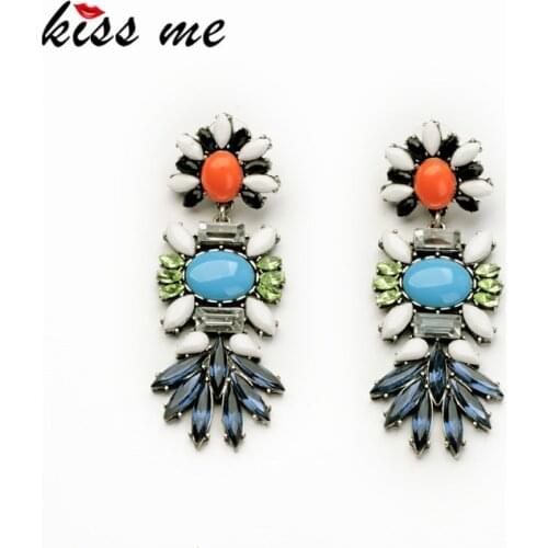 KISS ME 2017 Statement Jewelry Fashion Classic Blue Resin Plant Drop Earrings Factory Wholesale
