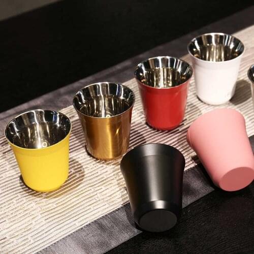 304 Stainless Steel Coffee Milk Water Drink Breakfast Cups Espresso Mugs Insulated Double Wall Dishwasher Safe 160ML 2 Set Sturd
