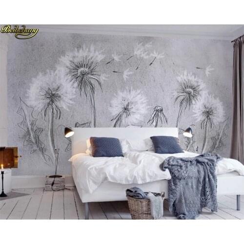 Beibehang papel de parede Custom 3d wallpaper mural vintage gray nordic style dandelion TV background wall papers home decor