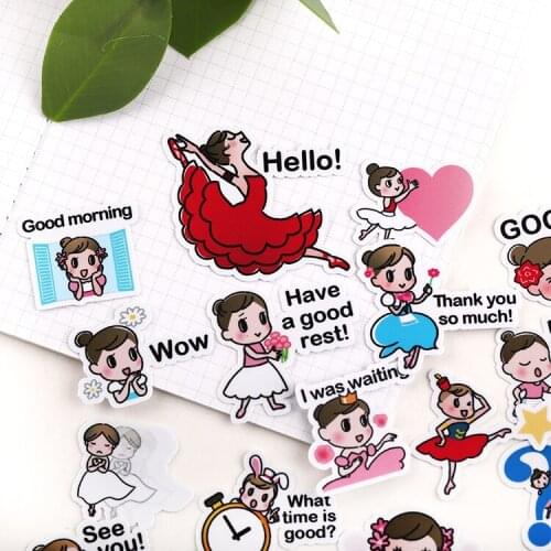 40PCS Funny Ballet girl mini Paper Stickers Crafts And Scrapbooking stickers book Decorative sticker DIY Stationery