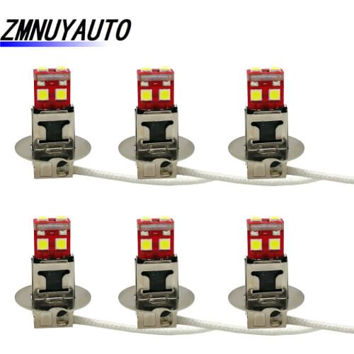 6PCS Led H3 H1 White 3030 6 SMD LED Replacement Bulbs For Car Fog Lights Auto DRL Lamp 12V