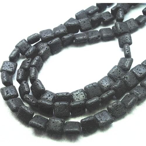 38PCS Black Lava Stone String Loose Beads Accessories Square Shape SIze 10MM For Women Bracelets Making Jewelry Findings