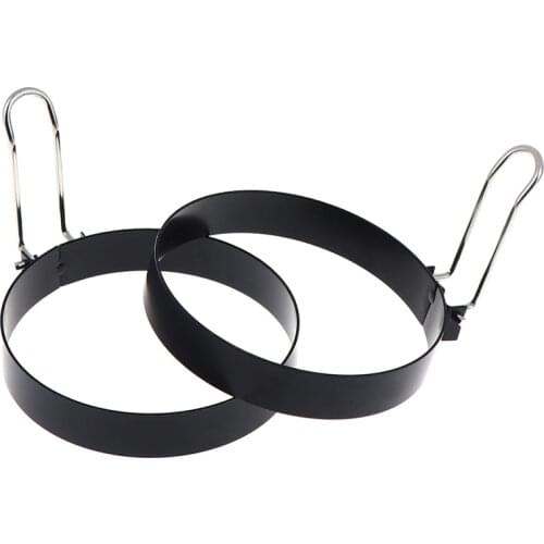 2Pcs Nonstick Stainless Steel Fried Egg Mold with Handle Round Pancake Molds Eggs Frying Mould Kitchen Tools