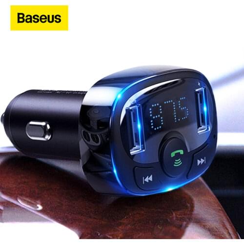 Baseus FM Transmitter Handsfree Bluetooth Car Kit MP3 Player With 3.4A Dual USB Car Charger FM Modulator Transmiter