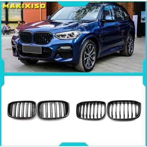 Car Gloss Black Front Hood Kidney Grille Grill For-BMW X3 X4 G01 G02 2018-2020