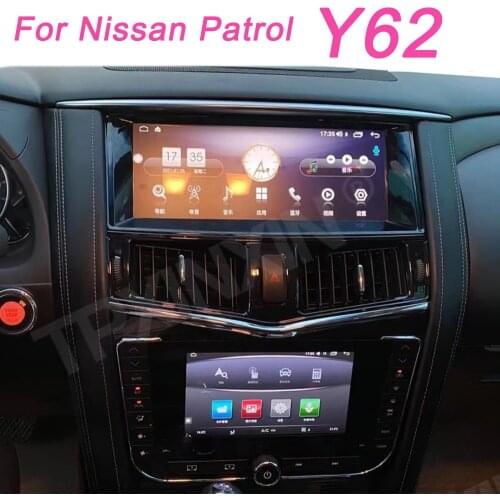 For Nissan Patrol Y62 2010-2020 Dual screen Android 10 Car GPS Multimedia Player Head unit Audio Radio Navigtion Tape Recorder