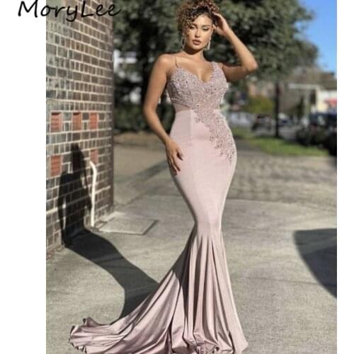 Shining Prom Dresses V-Neck Sleeves Spandex Satin Crystal Beading Mermaid Prom Dresses With Zipper vestidos de fiesta de noche
