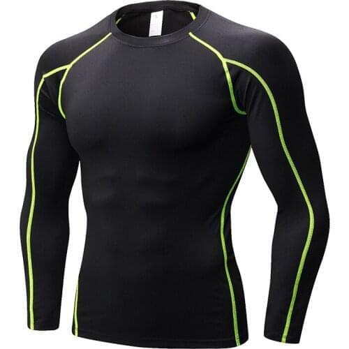 Quick Dry Rashgard Men Compression Running T Shirt Fitness Tight Long Sleeve Sport Shirt Training Jogging Gym Sportswear XXL