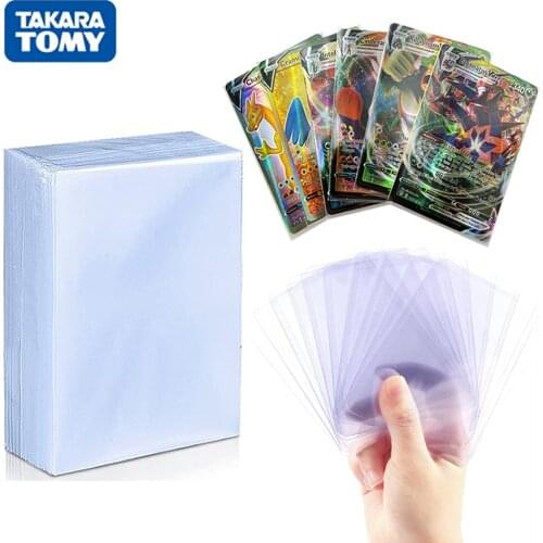 Pokemon Card Sleeves 100 Counts Transparent Playing Games VMAX Protector Cards Folder Yugioh Pokémon Case Holder Kids Toy Gift
