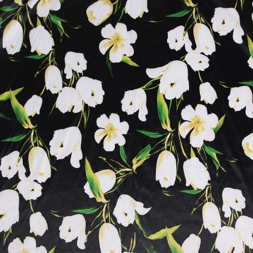 Black Tulip / egg flower vintage fabric Retro style fabric Calico Printed cotton fabric for DIY Bag 1 order=50cm*140cm